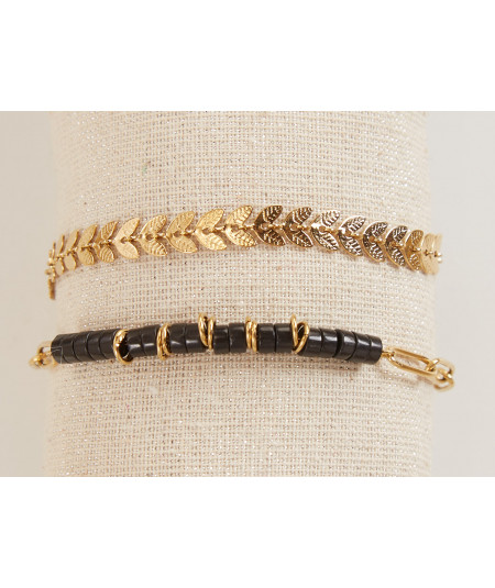 bracelet duo doré noir