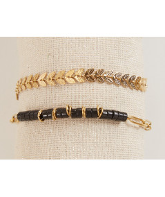 bracelet duo doré noir