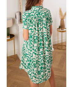 robe verte motif blanc