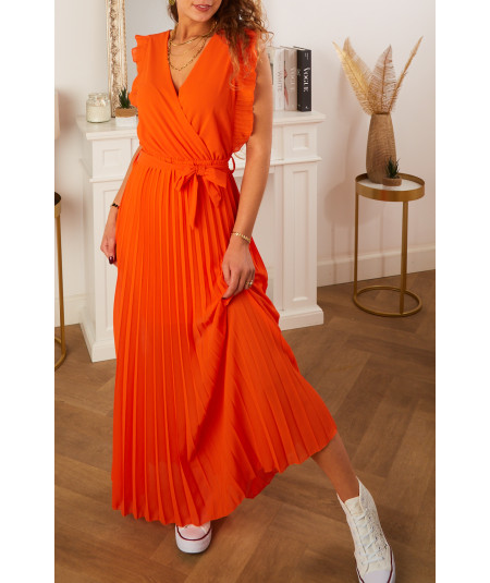 robe ceremonie longue ceinture orange