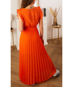 robe longue ceinture orange