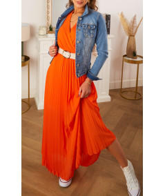 robe longue ceinture orange